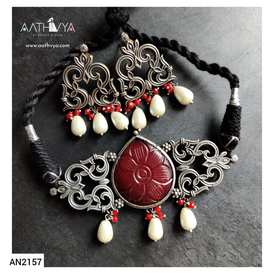 CARVED CABOCHON CHOKER SET - AN2157